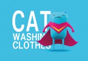 CAT WASHING CLOTHES小猫搓衣
