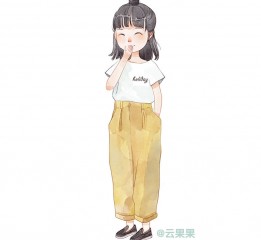 電腦模仿水彩效果畫的小女孩