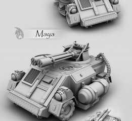 Maya超现实新概念4X4轮式战车  白模