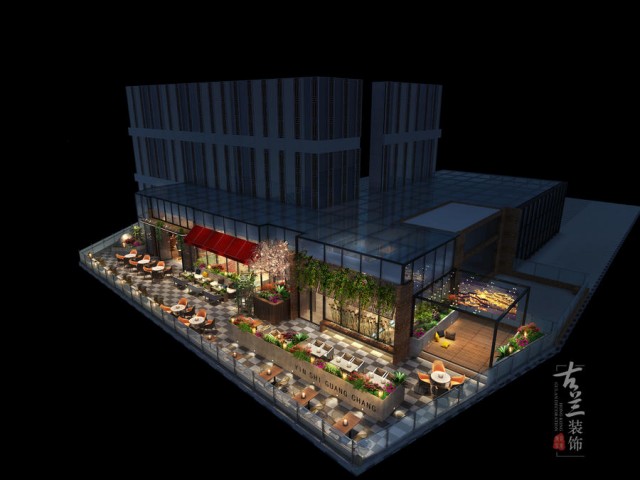成都餐厅设计公司。项目名称：银石广场花园餐厅
项目地址：成都市银石广场顶楼