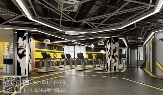 成都专业健身房设计公司-简洁大气的健身房装修效果图
