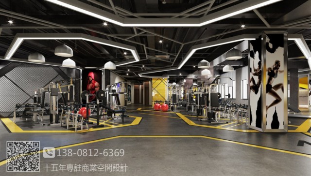 成都专业健身房设计公司-简洁大气的健身房装修效果图