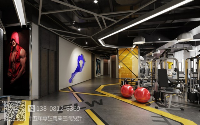 成都专业健身房设计公司-简洁大气的健身房装修效果图