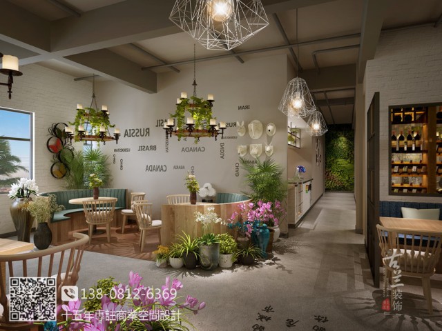 内江西餐厅设计装修公司-邛崃花坊故事餐厅设计装修效果图