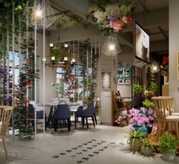 成都花园餐厅设计-邛崃花坊故事花园餐厅