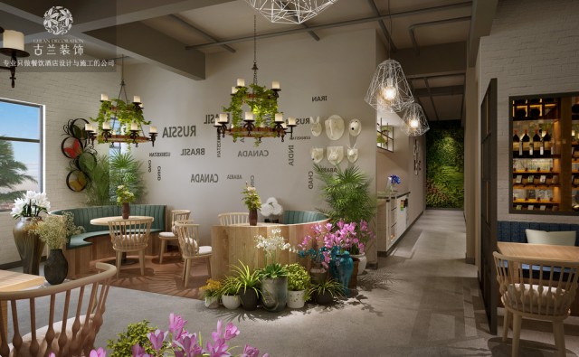 设计说明：客户力求打造花园式用餐和休闲环境。融入现代时尚的设计理念，努力打造邛崃新城区新地标.
