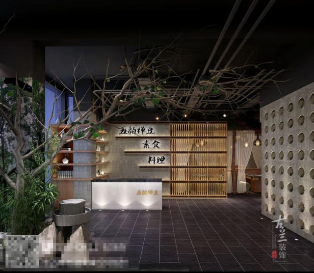 银川火锅店设计公司-五颜禅豆素食火锅料理店效果图
