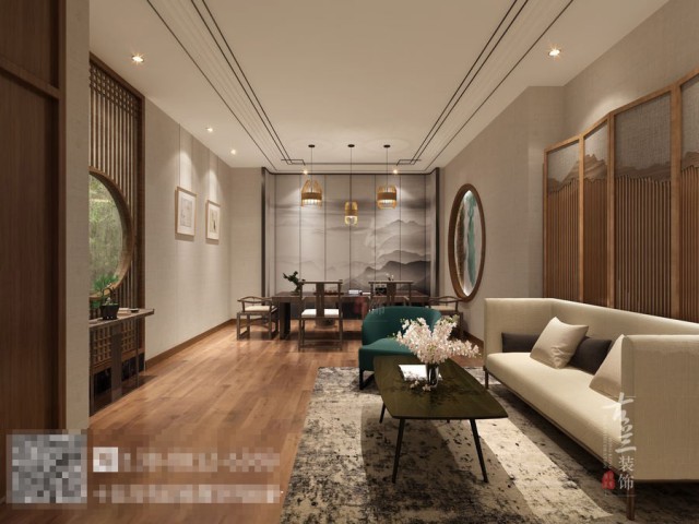 为了打造一个高雅之中有清欢的高雅居所，杭州闻名中式茶楼设计公司舍弃了传统装饰中各种冗杂的装饰，替代以简练明快的装饰风格勾勒出了一幅高雅美丽的画面，淡淡古韵流通,幽幽古香暗传。