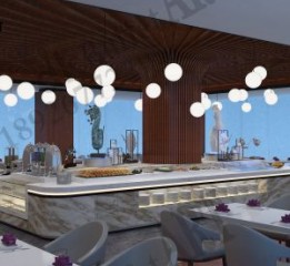 酒店自助餐桌展示台 制冷发光冰池定制 自助餐厅布菲台